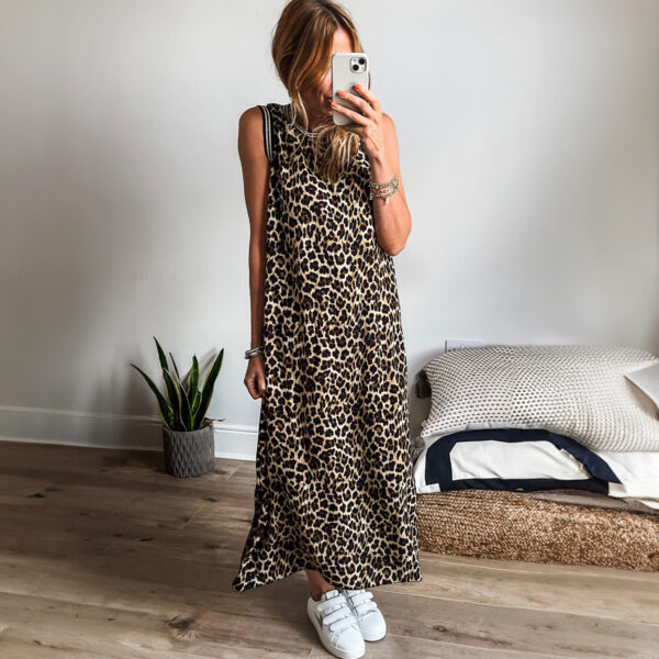Leopard Print Women'S Clothing Spaghetti Straps Sleeveless Dress - Image 3