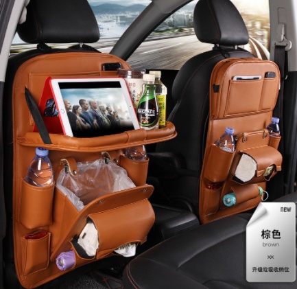 Pu Leather Car Storage Bag Multifunction Seat Back Tray Hanging Bag Waterproof Car Organizer Automotive Interior Accessories - Image 8